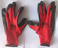 Рукавички (WE2110) трикотажнi полiестер, червоний колiр, латексне покриття (чорний), р.10 WERK