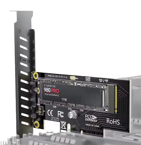 Адаптер JEYI M.2 NVME до PCIe 4.0 3.0 SSD, 64 Гбіт/с PCIe 4.0 X4 X8 X16 Карта розширення для настільного ПК, PCI-E GEN4 GEN3 повна