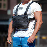 Чорна чоловіча сумка тактична нагрудна, Нагрудна сумка кобура, Сумка ЗСУ, Сумка через плече військова, фото 2