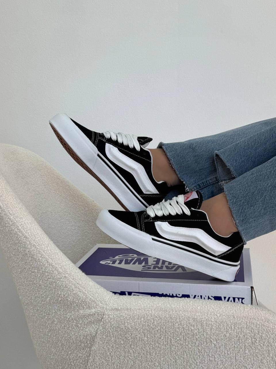 Кросівки кеди молодіжні чорно-білі Vans Knu Skool Black White