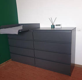 Комод Лайт 8 із накладним пеленатором 1600Х450х900 Антрацит