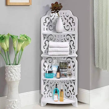 Кутовий стелаж у ванну кімнату (80×20×20см) / Кутова етажерка у ванну / Підлогова кутова стійка у ванну