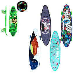 110-2 Скейт Пенні борд із ручкою, мікс різновидів, дошка = 60 см.