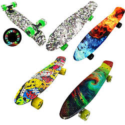 0106 Скейт Пенні борд, колеса, світло, мікс різновидів