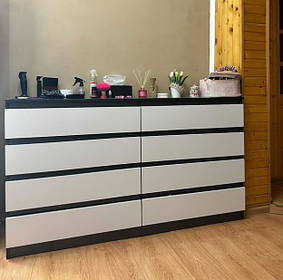 Комод Лайт 8 з 8 ящиками 1600Х450Х900 Антарцит-Білий