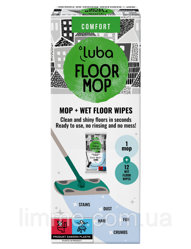 Comfort FLOOR MOP + зволожені серветки для підлоги Універсальний.