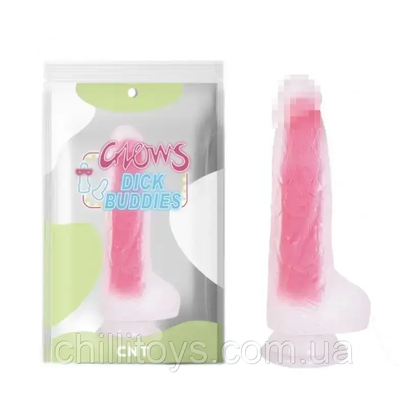 Фалоімітатор, що світиться на присосці Pink Glow Mr Muscle, светящийся