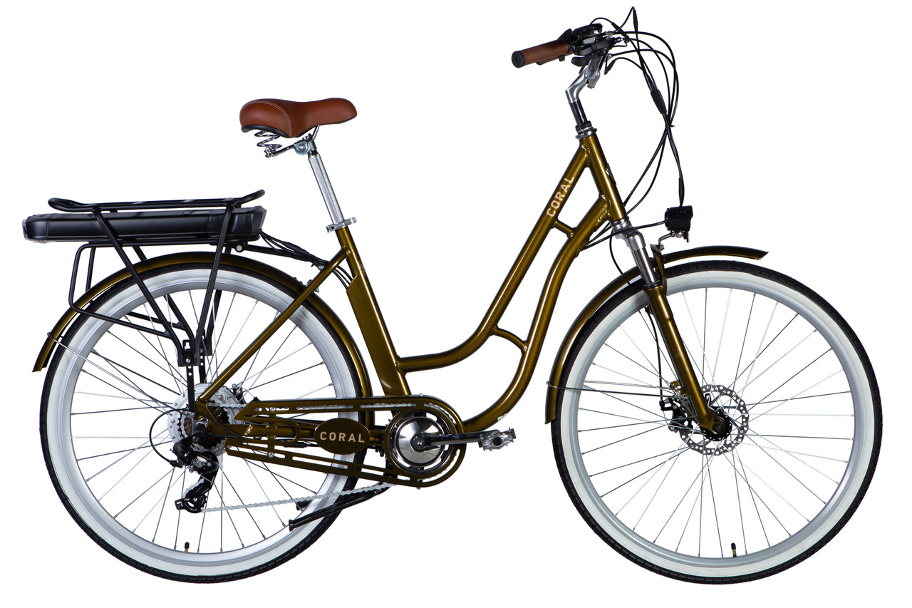 Велосипед з електроприводом 28" AL Dorozhnik eCORAL DD FR рама-19" 48B 12.5А*г 500Вт болотно-зелений YS 3202 2025