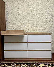 Комод Лайт 6 із накладним пеленатором 1600Х450х900 Сонома-Білий