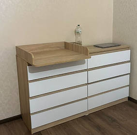 Комод Лайт 8 із накладним пеленатором 1600Х450х900 Сонома/Білий