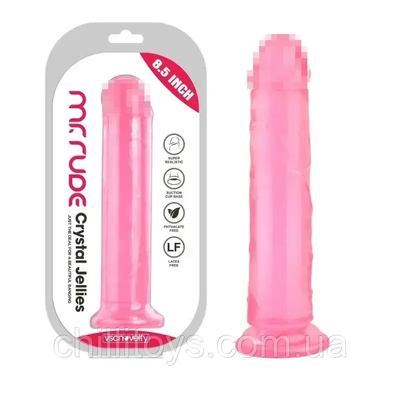 Фалоімітатор на присосці Crystal Jellies Realistic Dildo Pink Mr., Рожевий