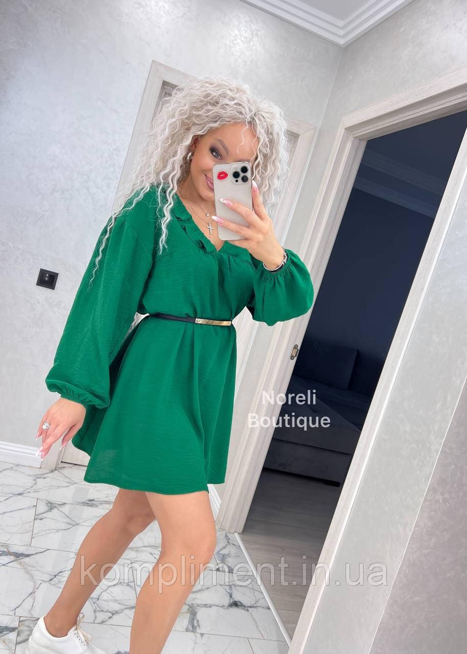 Модне літнє однотонне жіноче зелене плаття "Джулія", фото 1
