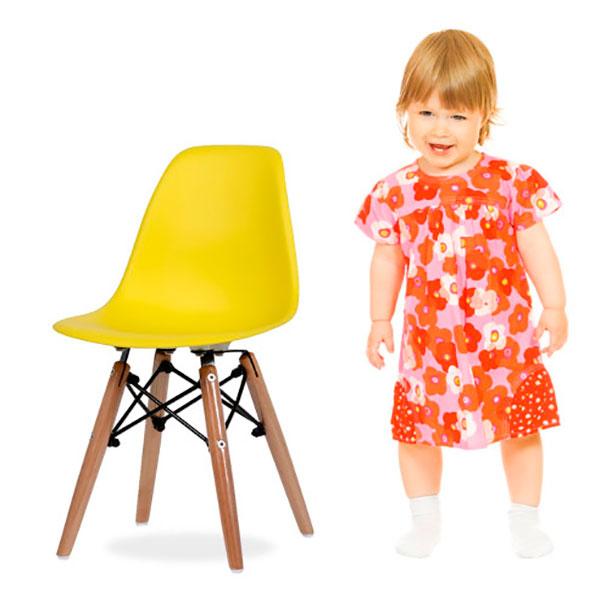 Стілець дитячий Тауер Вaby Eames DSW kids пластиковий жовтий, ніжки дерево бук