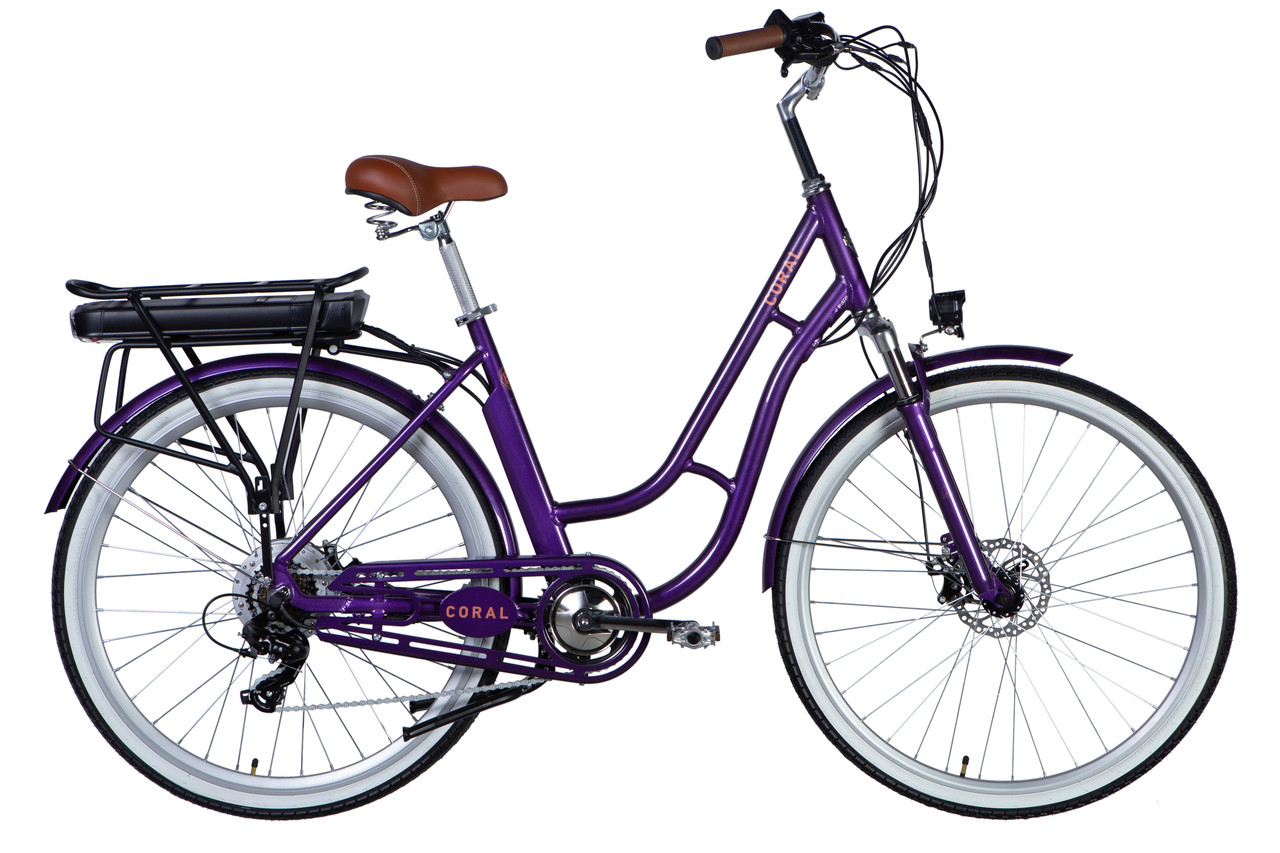 Велосипед з електроприводом 28" AL Dorozhnik eCORAL DD FR рама-19" 36B 12.5А*г 500Вт фіолетово-синій YS 750 2025