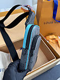 Сумка-слінг Louis Vuitton Avenue PM Monogram Eclipse Reverse Blue сіра якість преміум, фото 4