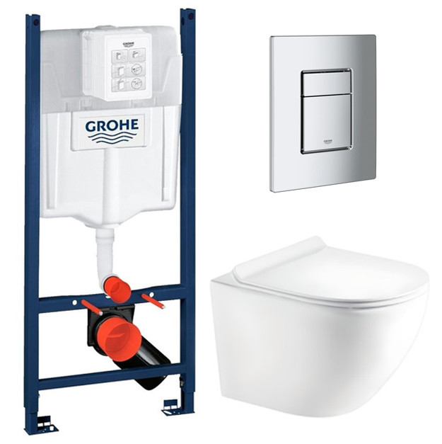Комплект унітаз з кришкою Koller Pool Round Smart Rimless Tornado 3.0 + інсталяція Grohe Rapid SL 4в1 (3884000G/38732