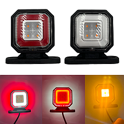 Бічні ліхтарі LED/ЛІД габарити занесення причепа для вантажних авто 12-24V ріжки з функцією повороту (ромбік)