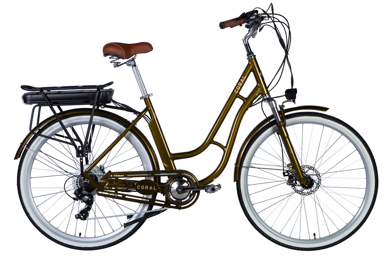Велосипед з електроприводом 28" AL Dorozhnik eCORAL DD FR рама-19" 36B 12.5А*г 500Вт болотно-зелений YS 3202 2025