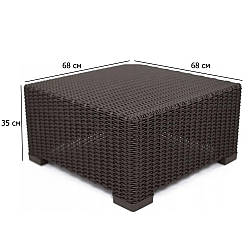 Вуличний кавовий столик California Table 68 см коричневий пластиковий для саду