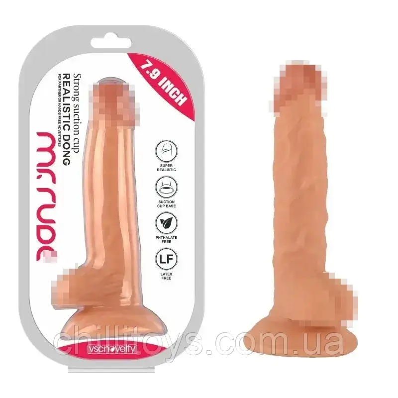 Фаллоимитатор на присоске Mr. Rude Realistic Dong Flesh 7.9, Телесный