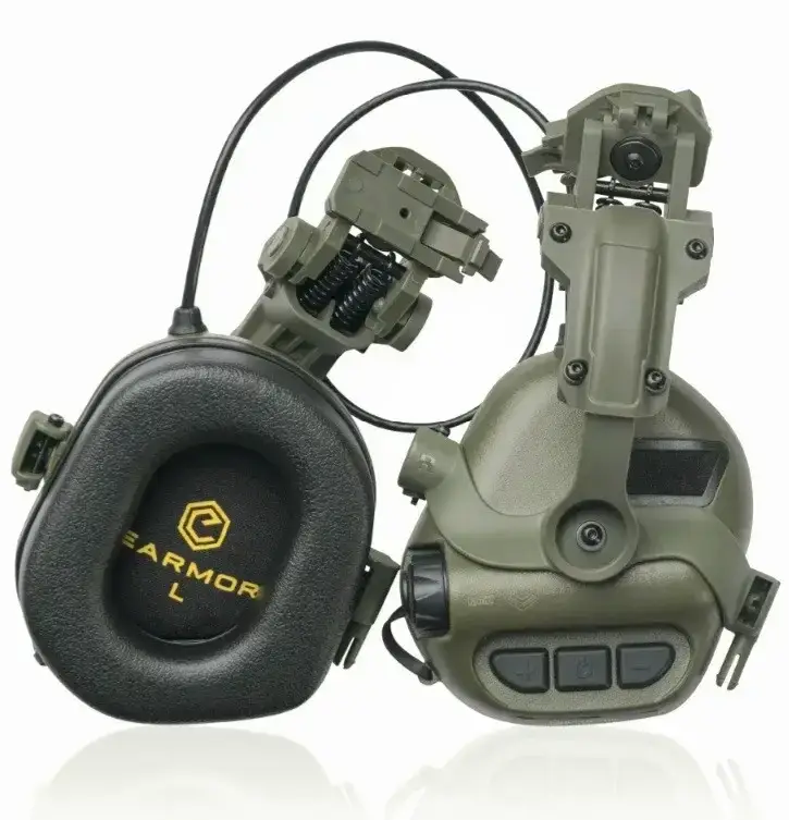 Тактичні навушники EARMOR M32H ОЛИВА з кріпленнями під каску "ЧЕБУРАШКА"