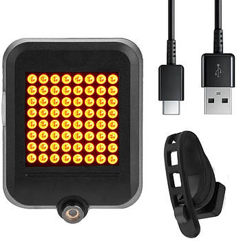 Велофара задня з автоматичним поворотніком, від USB, AQY-0100 / Велоліхтар задній / Велосипедний ліхтар