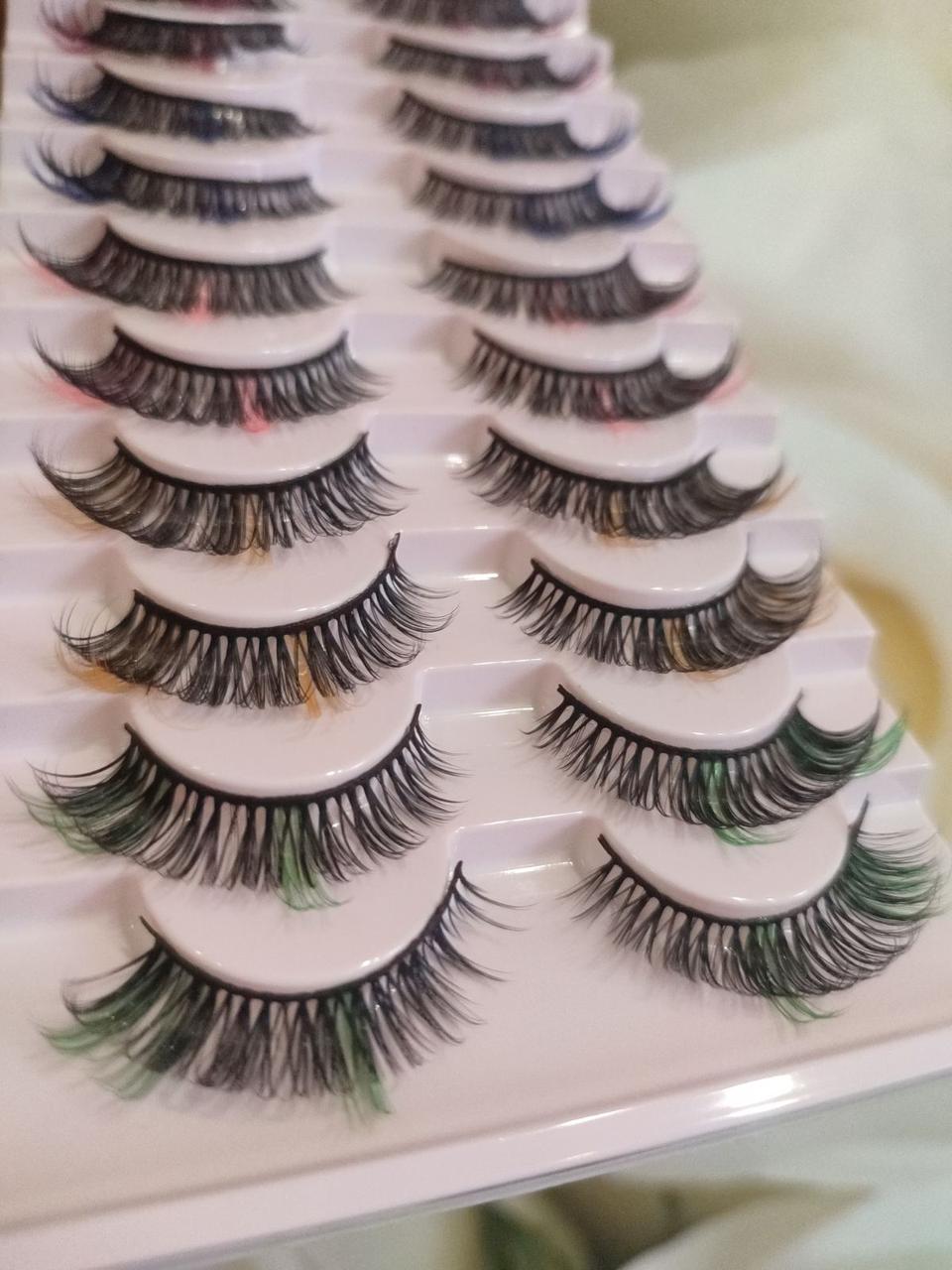 Накладні вії з кольором 10 пар Eyelashes Mixed-Multicolor 02 + клей у подарунок, фото 1