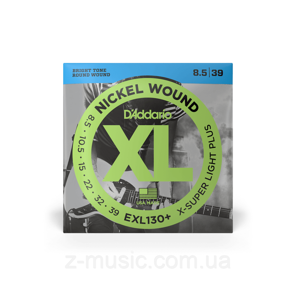 Струни для електрогітари D'ADDARIO EXL130+ XL NICKEL WOUND EXTRA SUPER LIGHT PLUS (08.5-39)