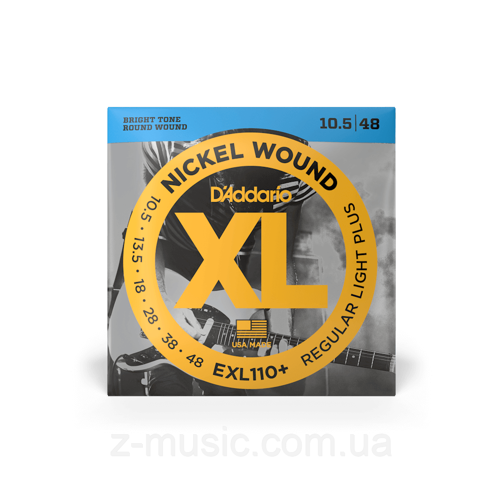 Струни для електрогітари D'ADDARIO EXL110+ XL NICKEL WOUND REGULAR LIGHT PLUS (10.5-48)