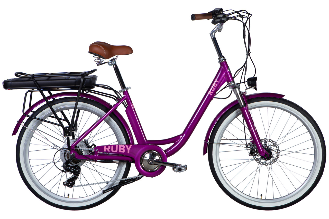 Велосипед з електроприводом 26" AL Dorozhnik eRUBY DD FR рама-17" 36B 17.5А*г 500Вт пурпурний YS 7809 2025