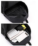 Якісний чорний міський рюкзак 42*30 з USB чоловічий та жіночий для міста і подорожей водонепроникний для підлітка чи студента, фото 5
