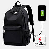Міцний чорний рюкзак шкільний міський 42 см для підлітків в школу, студента хлопчика, жіночий чоловічий для міста Гарантія якості!, фото 5