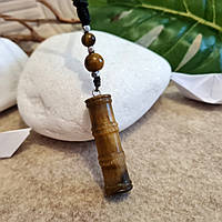 Кулон "бамбук" на шнурке натуральный камень тигровый глаз