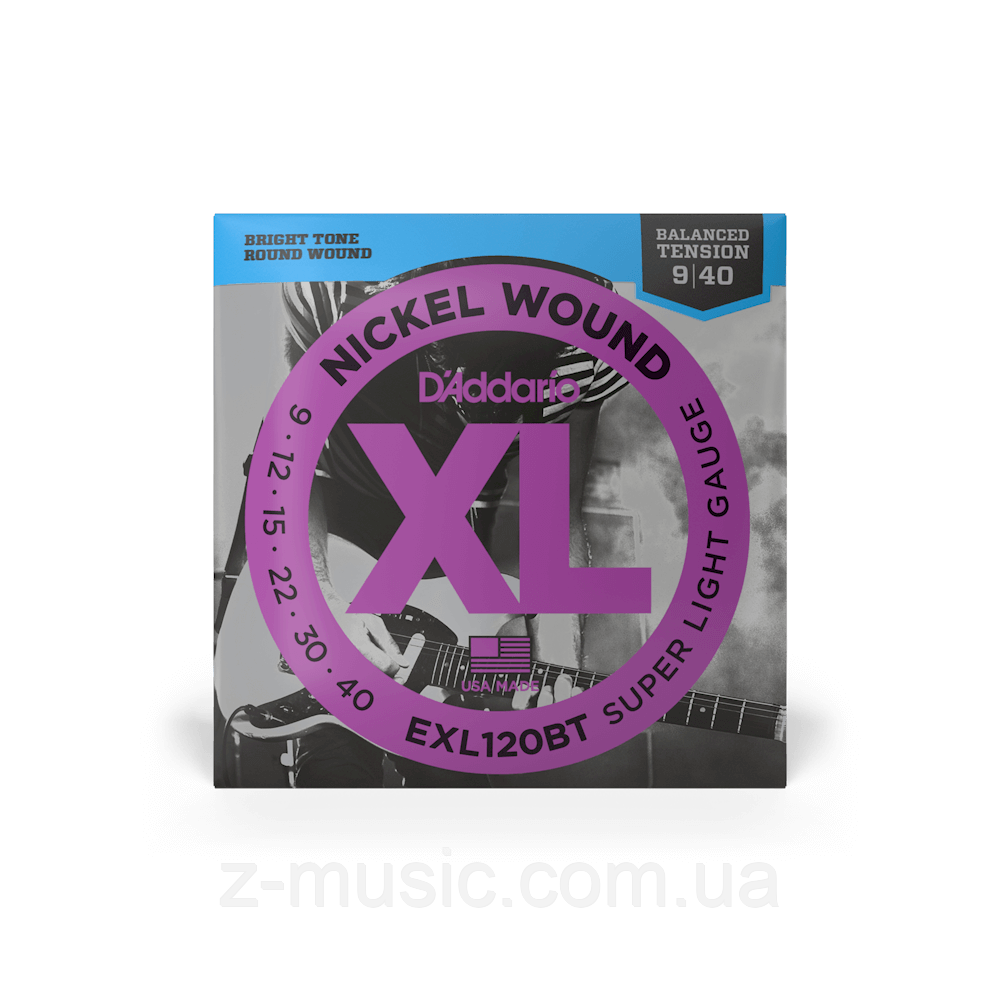 Струни для електрогітари D'ADDARIO EXL120BT XL NICKEL WOUND BALANCED TENSION SUPER LIGHT (09-40)