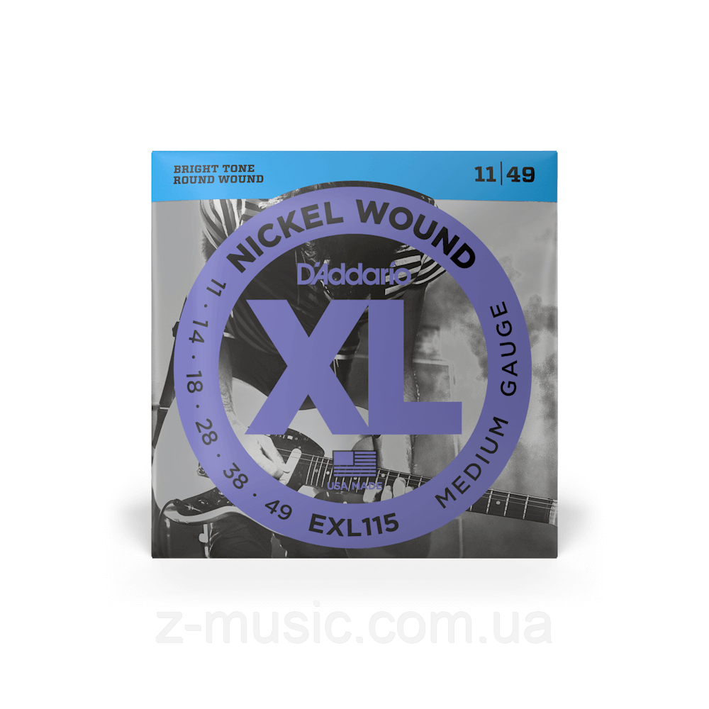 Струни для електрогітари D'ADDARIO EXL115 XL NICKEL WOUND MEDIUM (11-49), фото 1