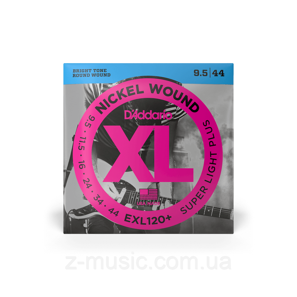 Струни для електрогітари D'ADDARIO EXL120+ XL NICKEL WOUND SUPER LIGHT PLUS (9.5-44)