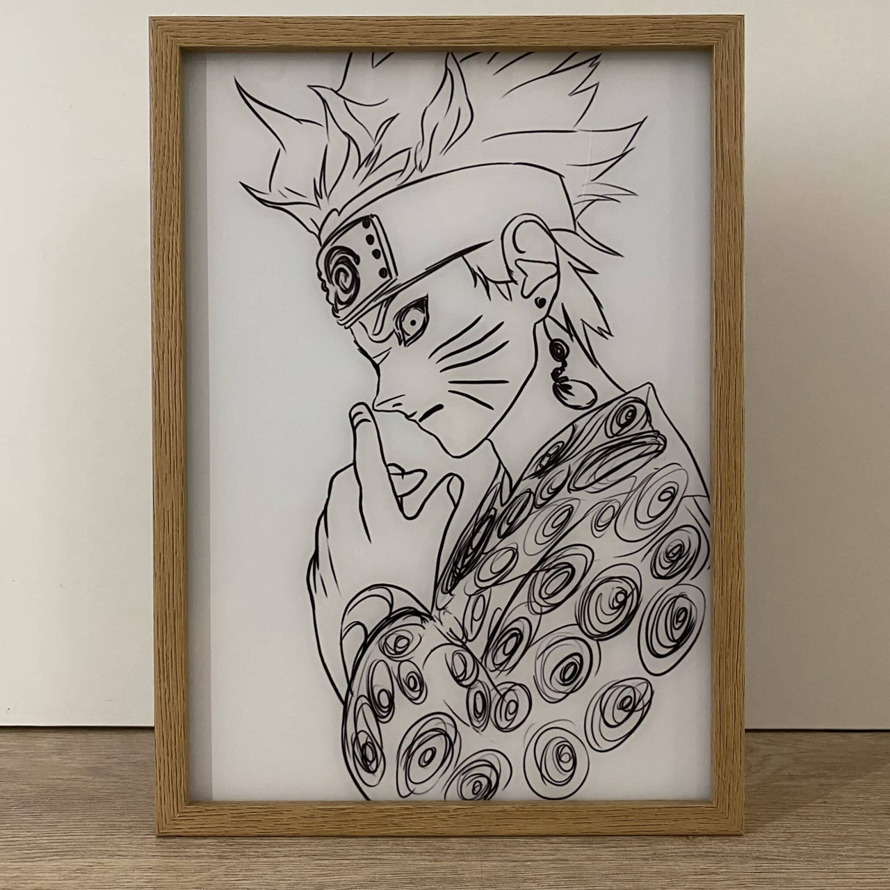 Нічник світильник картина Optech LED Naruto Наруто Аніме дерев'яна рамка 31х22.5х4.5 см, фото 1