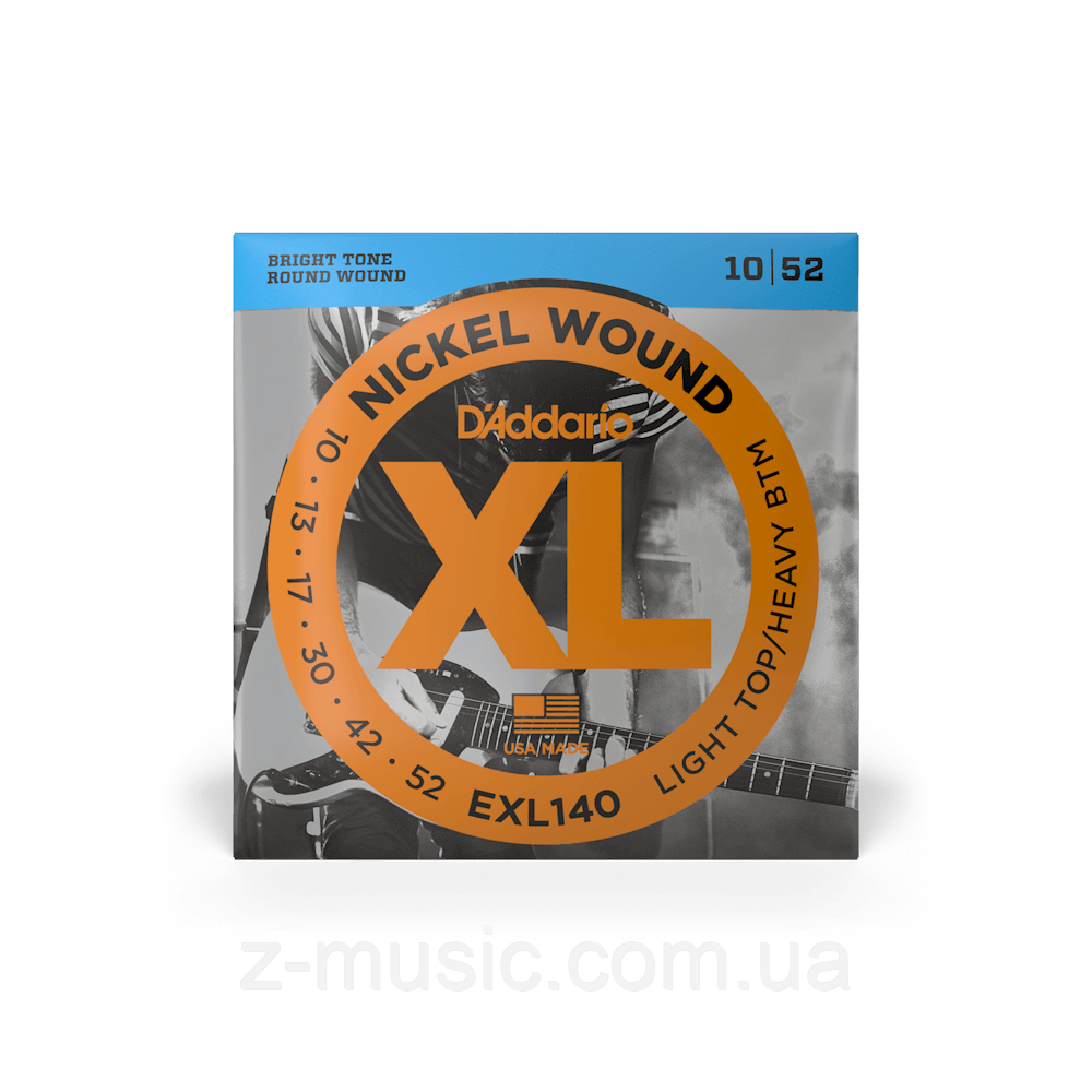 Струни для електрогітари D'ADDARIO EXL140 XL NICKEL WOUND LIGHT TOP / HEAVY BOTTOM (10-52)