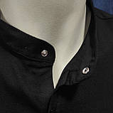 Сорочка Black Stone чоловіча стійка великого розміру бавовна 3XL чорна, фото 4