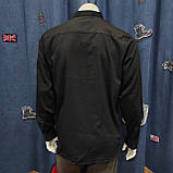 Сорочка Black Stone чоловіча стійка великого розміру бавовна 3XL чорна, фото 2