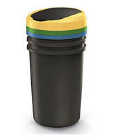 Бак для сортування сміття Keden Compacta R пластик чорний об'єм 3x40 л (Time EcoTM)