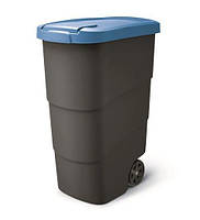 Бак для мусора Wheeler пластик антрацит объем 90 литров (Time Eco TM) Черный/синий