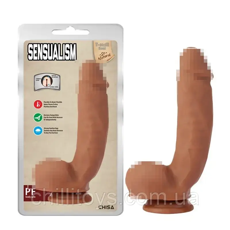 Фалоімітатор з мошонкою на присосці Sensualism Latin