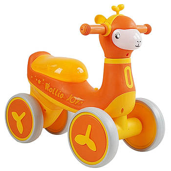 Біговел чотириколісний JOY (колеса PU, рама сталь/пластик, підсвітка, українське озвучування) JS-77300 Жовтогарячий