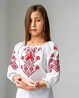 Вишиванка для дівчинки Марічка червона вишивка р.128