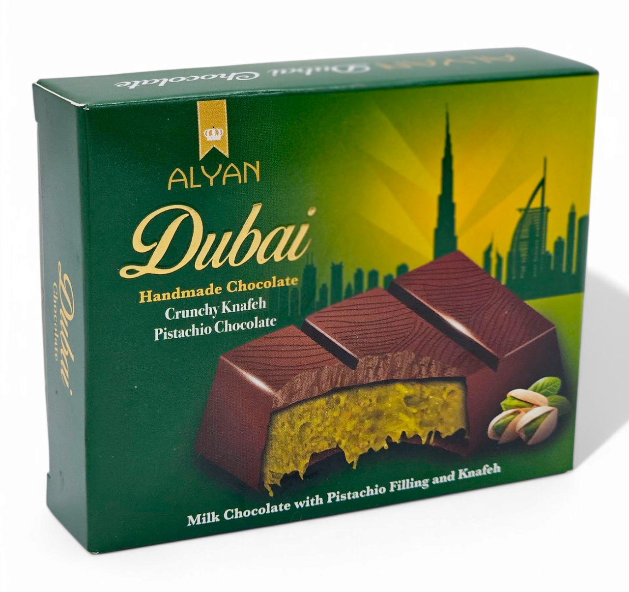 Дубайський молочний шоколад Alyan Dubai з фісташковою пастою 100г