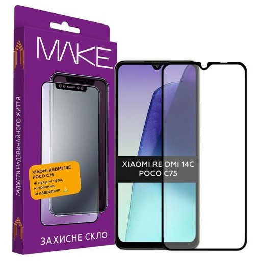 Захисне скло MAKE для Xiaomi Redmi 14C/Poco C75 (MGF-XR14C/PC75)