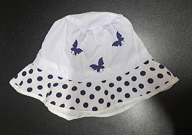 Дитяча біла панама Капелька синій горошок