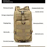 Водозахищений рюкзак тактичного стилю 30л— надійний супутник для походів, фото 5