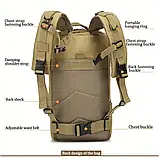 Водозахищений рюкзак 30л тактичного стилю — компактний, міцний, практичний, фото 6